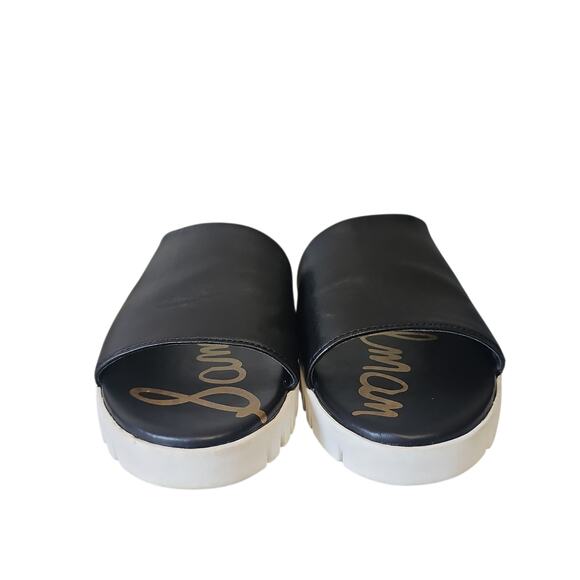 Sam Edelman Leia Sandals Leather Womens 8 Black Slip On Open Toe Comfort - Picture 4 of 11